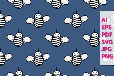 Seamless Pattern with Bee SVG Vector Graphic by ClothingArtStudio ...