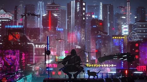 Ninja Cyberpunk Night City 4K #830h Wallpaper PC Desktop