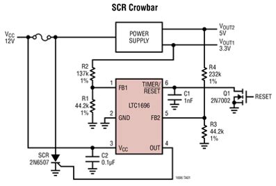 components - Crowbar circuit design: choosing the correct parts ...