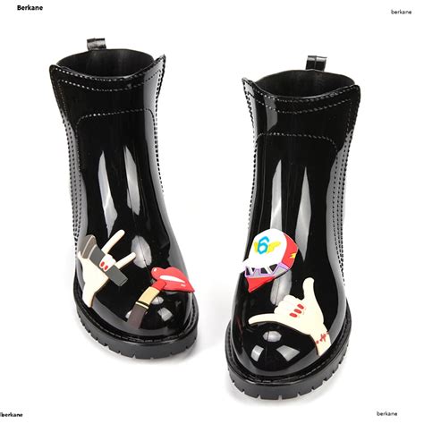 Cat Rain Boots Women Pvc Rubber Black FashionWaterproof Flamingo Cute ...