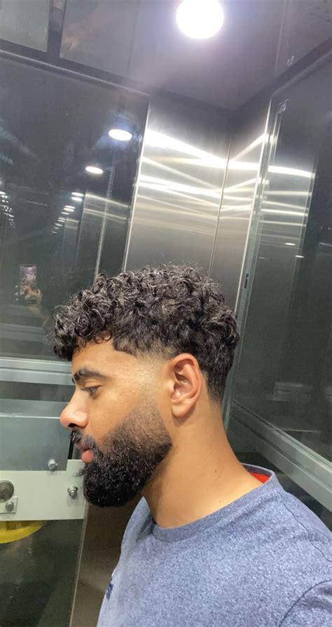 Low taper faded beard | Men haircut curly hair, Curly hair fade, Male ...