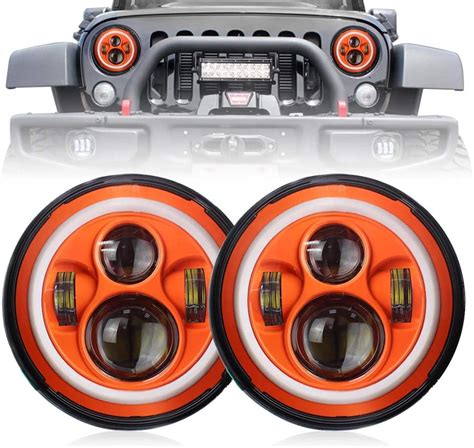 DOT 7 inch Orange Halo Headlights Led Orange Halo Lights for Jeep ...