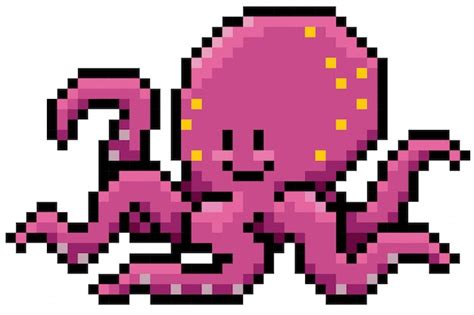 Cartoon octopus pixel design | Premium Vector