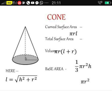 What is Formula of Curved Surface Area (CSA) Of cone - Maths - Surface ...