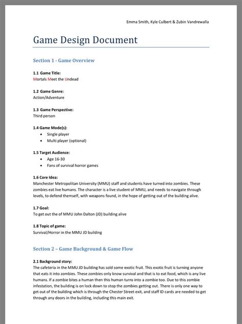 Game Design Document (GDD) Example #template #gamedesign # ...