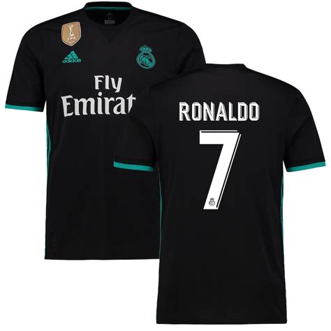 Men's adidas Ronaldo Black Real Madrid 2017/18 Away Replica Patch Jersey