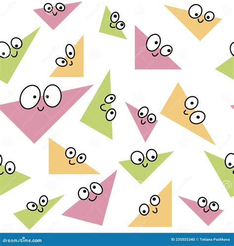 Kids Seamless Pattern with Cartoon Triangle for Wallpaper and Fabrics ...