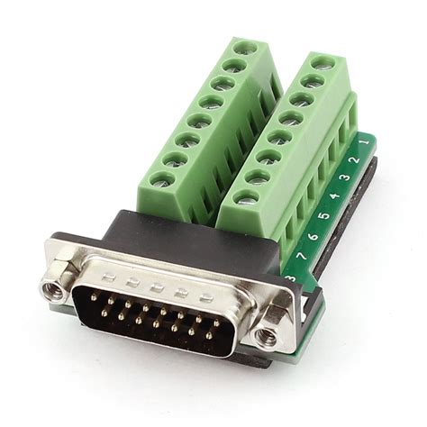 DB15 15Pin D-SUB Male Adapter Plate RS232 to Terminal Connector Board ...