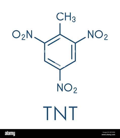 Trinitrotoluene (TNT) high explosive molecule. Skeletal formula Stock ...