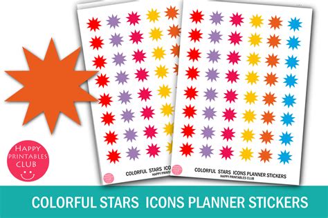 Colorful Stars Icons Stickers Graphic by Happy Printables Club ...