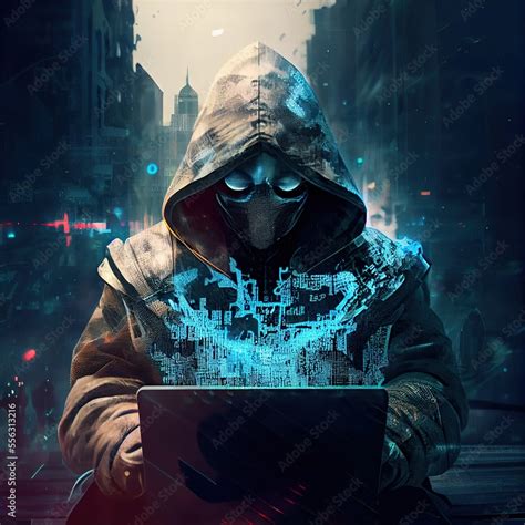 Portrait of a sci-fi cyberpunk hacker. High-tech futuristic man from ...