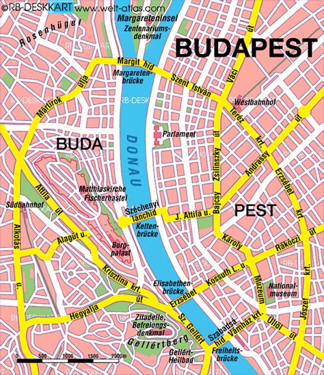 Map of Budapest, center (City in Hungary) | Welt-Atlas.de