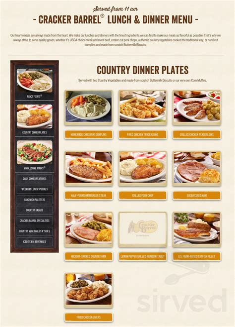 Cracker Barrel Old Country Store menu in Lancaster, Pennsylvania