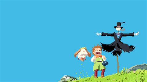 Wallpaper : Studio Ghibli, Howl's Moving Castle, pixels, pixel art ...