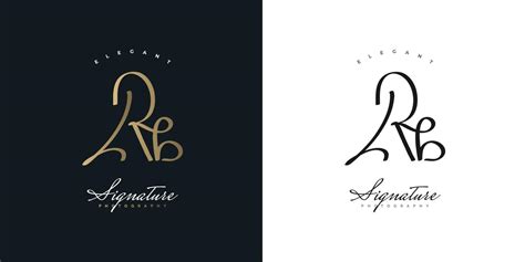 RB Initial Logo Design in Gold Handwriting Style. R and B Signature ...