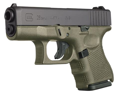 Glock G26 9mm, 3.5", Fixed Sights, 10rd, OD Green Frame - Impact Guns