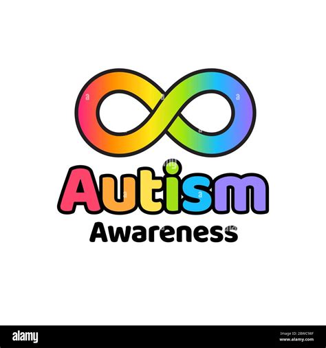 Autism awareness symbol, rainbow infinity sign and text. Autistic ...