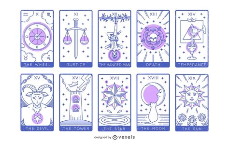 Tarot Major Arcana Design Set 10 To 19 Vector Download