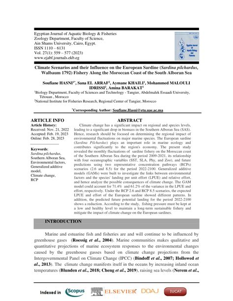 (PDF) Climate Scenarios and their Influence on the European Sardine ...