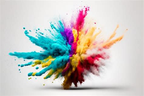 Premium AI Image | Multicolored powder splatted on white background ...