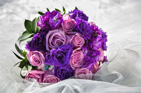 Purple Rose and Carnation Bouquet | Cheap wedding flowers, Affordable ...