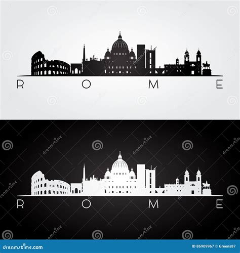 Rome Skyline Vector Silhouette | CartoonDealer.com #8017794