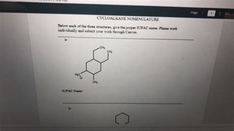 Solved Page 1 > CYCLOALKANE NOMENCLATURE Below each of the | Chegg.com