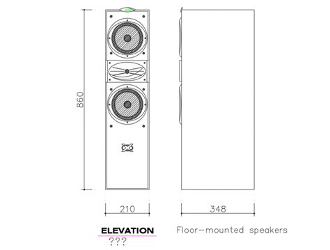 Floor mounted speakers front and side elevation cad blocks details dwg ...