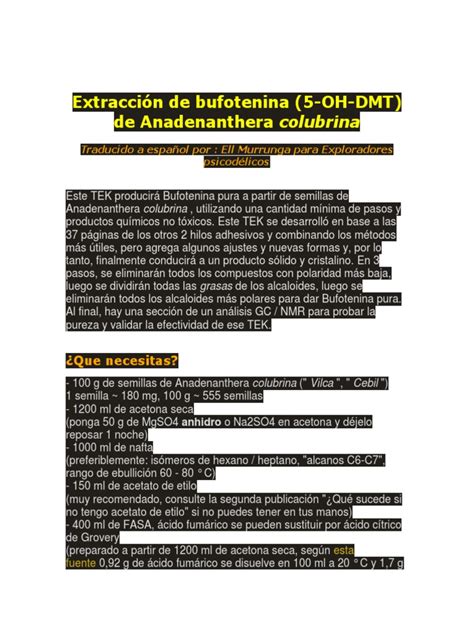 Extracción de bufotenina.pdf | PDF | Solubilidad | Solvente