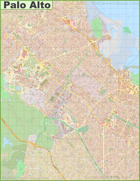 Large detailed map of Palo Alto - Ontheworldmap.com