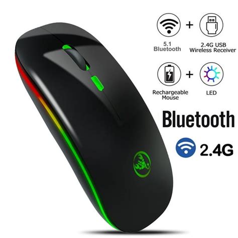 Bluetooth Wireless Mouse, EEEkit Slim Dual Modes Bluetooth 5.1 & 2.4G ...