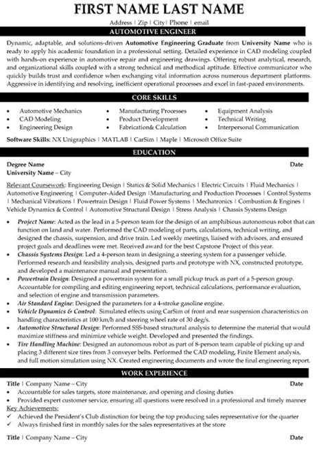 Automotive Engineer Resume Sample & Template