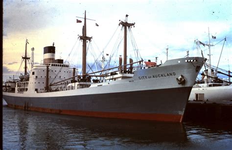 MV City of Auckland. Ellerman Lines refrigerated cargo ship operating ...