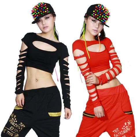 2015 New Fashion Dance Hip Hop Short Top Female Jazz Cutout Costume ...