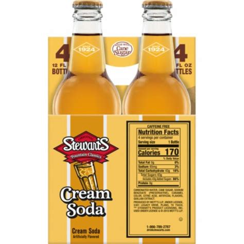 Stewart's Fountain Classics Cream Soda, 4 bottles / 12 fl oz - Pick ‘n Save