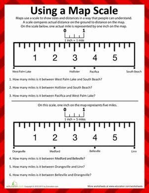 Map Scale | Worksheet | Education.com | Social studies maps, 3rd grade ...