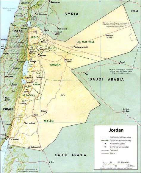 Jordanie map - Detailed map of Jordan (Western Asia - Asia)