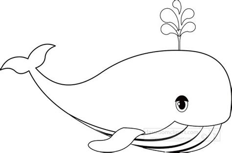 Animal Outline Clipart-whale with spout aquatic marine animal black ...