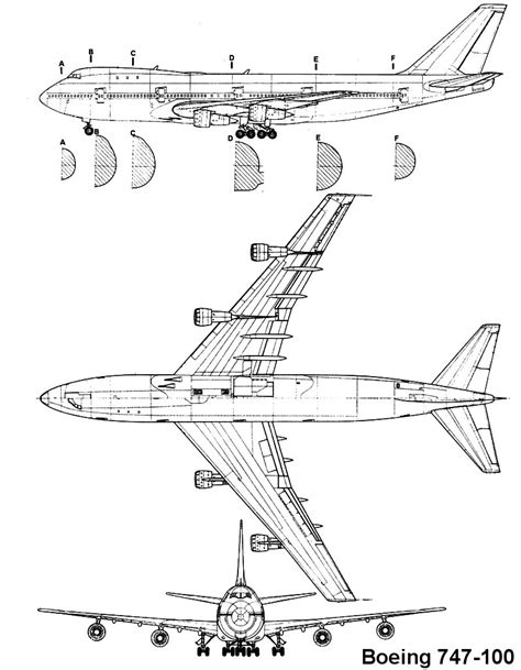 Boeing 747 Blueprint - Download free blueprint for 3D modeling