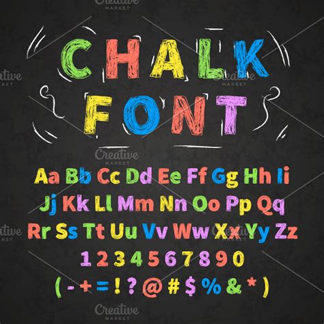 Colorful retro hand drawn chalk font ~ Graphic Objects ~ Creative Market