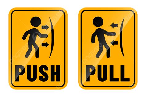 Pull And Push Door Sign In Yellow Color Vector, Pull And Push, Door ...