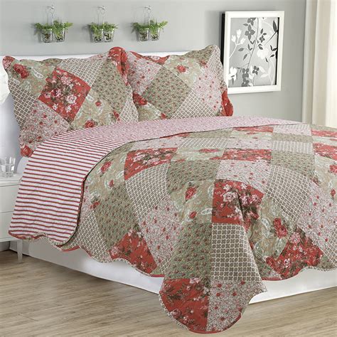 Kim - 3 Piece Quilt Set queen & king size - Multi Color Floral ...