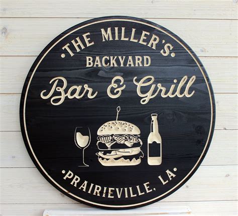 Bar & Grill Sign, Bar Signs, Personalized Bar Sign, Carved Wood Signs ...