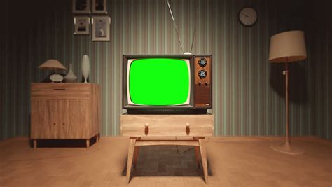 01547 Authentic Static On Old Fashioned TV Screen At Home Green Screen ...