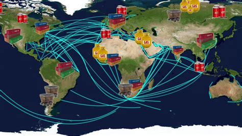 The World Trade, Global Shipping Routes Of Container. Stock Footage ...