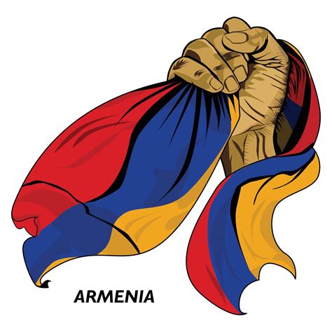 Fisted hand holding Armenian flag. Vector illustration of Hand lifted ...