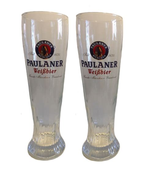 Paulaner - 2 German Beer Glasses 0.5 Litre - "Weizen" - NEW | Weizen ...