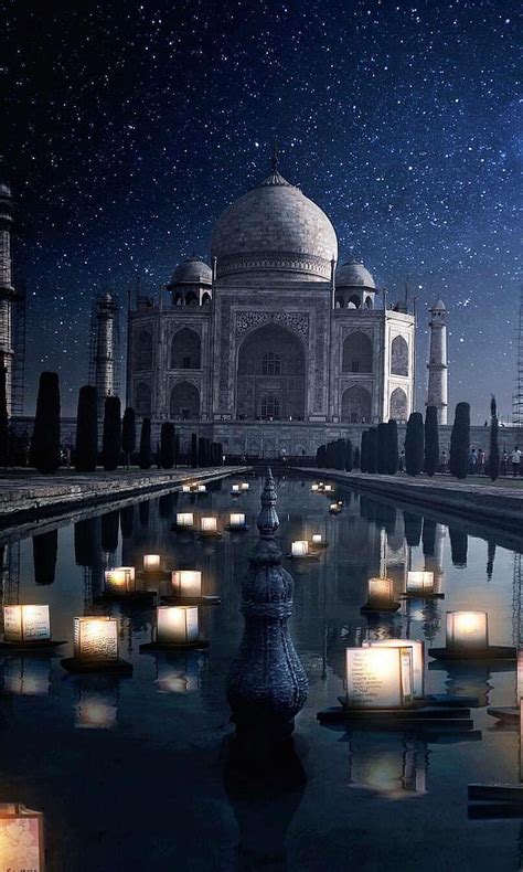 Taj Mahal At Night Wallpaper Download