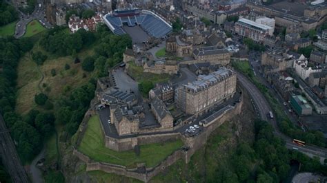 6K stock footage aerial video of orbiting historic Edinburgh Castle ...