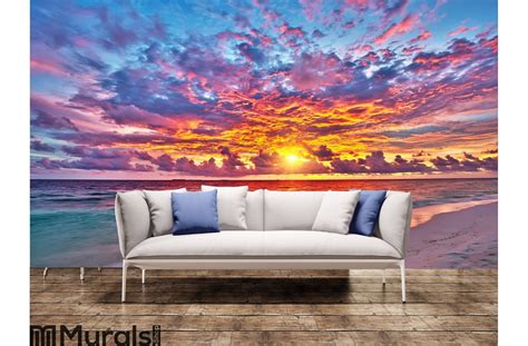 Sunset over ocean Wall Mural